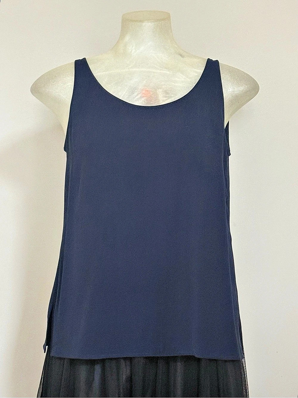 Eileen Fisher Silk Tank Top Blue Size Quiet Luxury Scoop Neckline XS